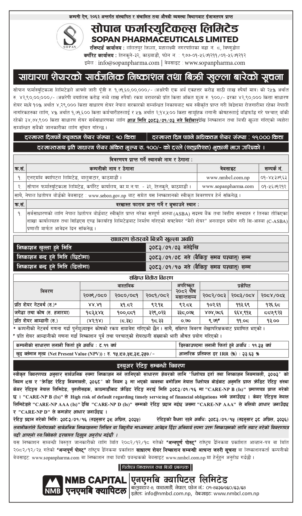 Issue Open Notice-Public-Sopan Pharmaceuticals